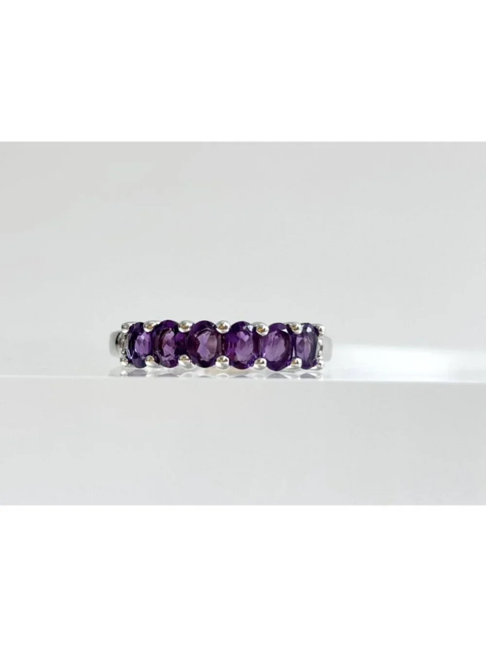 Thai Made Amethyst Gemstone Oval Cut Sterling Silver 925 Vintage Ring - sz 7.75